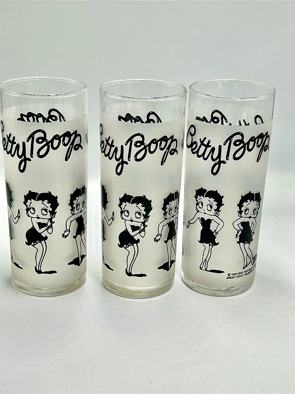 King Features Syndicate Vintage 1988 Betty Boop Frosted Drinking Glass Betty